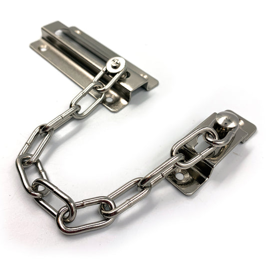 Shire Fixings Door Chain Lock Internal Door Restrictor/Limiter Security Chain Lock for Front Door or UPVC Doors 1 Piece of Chrome Plated Steel Door Safety Chain with Complete Fittings