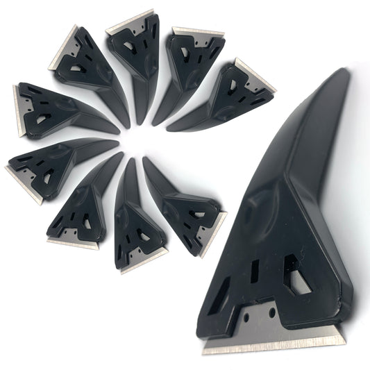 Shire Fixings Pack of 10 Window Scraper | Multipurpose Hob Scraper, and Glass Scraper for Windows to Remove Excess Paint, Stickers, and Sealant | Plastic Razor Scraper Tool with Safety Cover,Black
